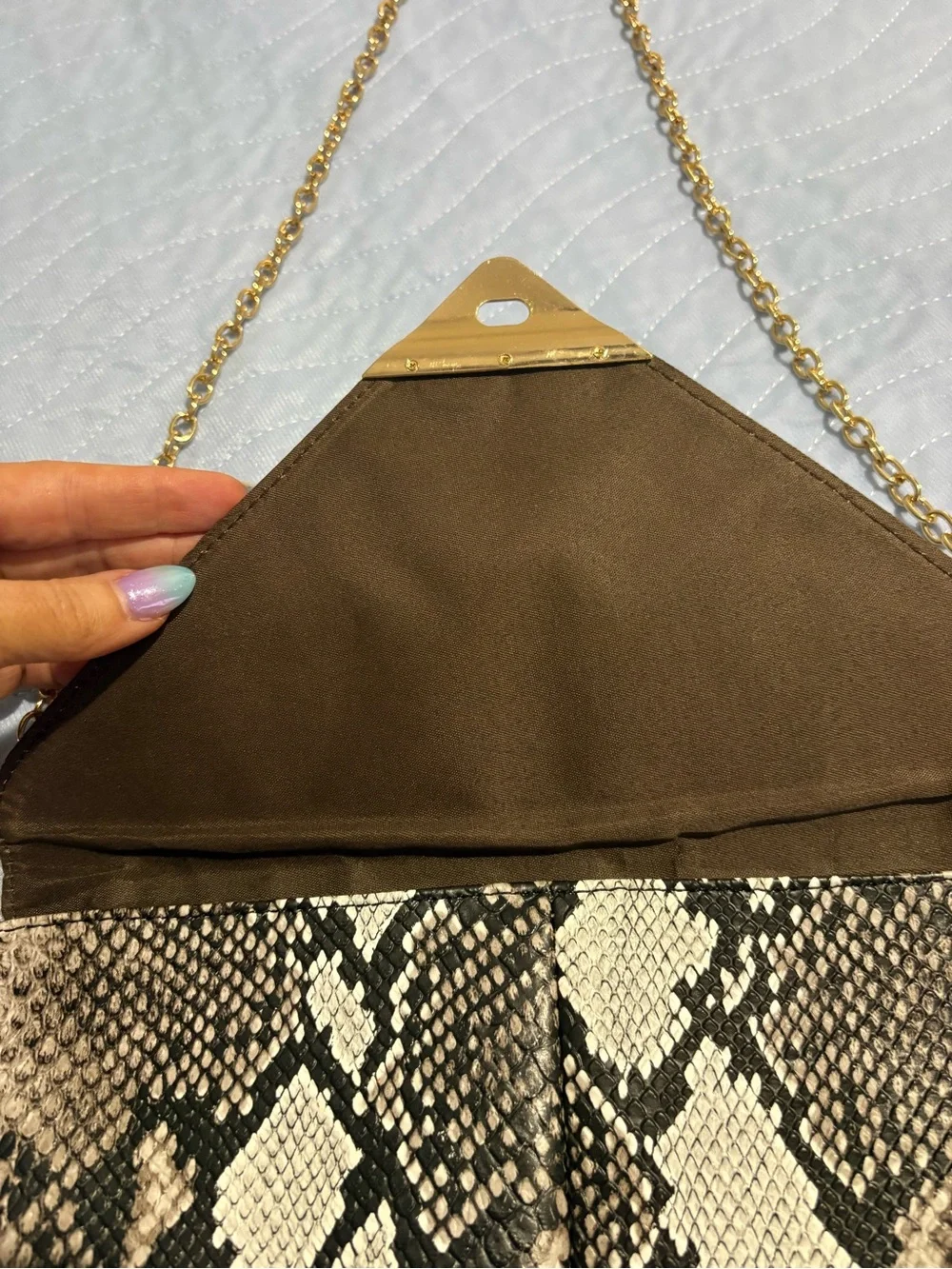 Snake-Skin Black & White Envelope Clutch
